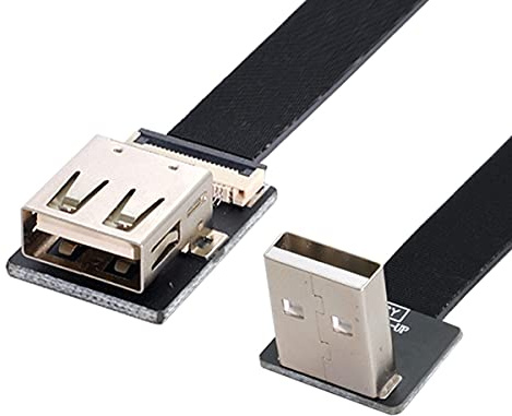 Cablecc Up Angled USB 2.0 Type-A Male to Female Extension Data Flat Slim FPC Cable for FPV & Disk & Scanner & Printer 50CM