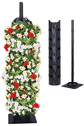 Spetebo Pflanzenturm für bis zu 30 Pflanzen in schwarz - Höhe ca. 85 cm - Outdoor Pflanzturm Blumenturm Pflanzsäule