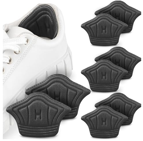 SULPO 4 paires Coussinets de talon pour chaussures - Autocollants grâce à des coussinets adhésifs puissants - Inserts en coton et éponge - (noir, 5 mm)