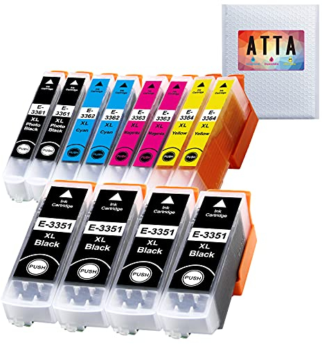 Atta 33XL Tintenpatronen für Epson 33 33XL Tinte für Epson Expression Premium XP-900 XP-830 XP-7100 XP-645 XP-640 XP-635 XP-630 XP-540 XP-530 4 Black 2 Cyan 2 Magenta 2 Yellow 2 Photo Black