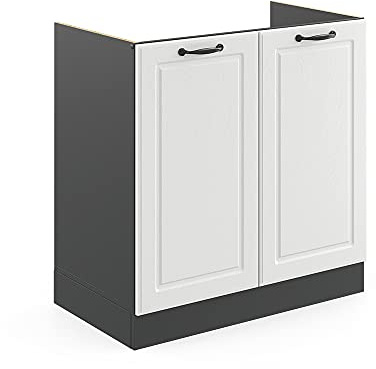 Vicco Mobile lavello cucina R-Line, Bianco rustico, 80 cm senza piano di lavoro, per la libera combinazione all'interno di sistemi cucina modulari