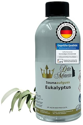 Dufte Momente Saunaaufguss-Konzentrat Eukalyptus – 500 ml – frisch & klar – konzentriert & ergiebig – zertifizierte Profi-Qualität – vegan & Made in Germany