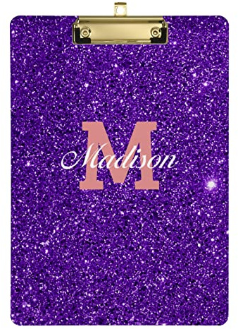 Benutzerdefiniertes Klemmbrett, A4, Briefgröße, Büro-Schreibtafel mit niedrigem Profil, Metallclip für Studenten, Männer, Frauen, 22,9 x 31,8 cm, Violett