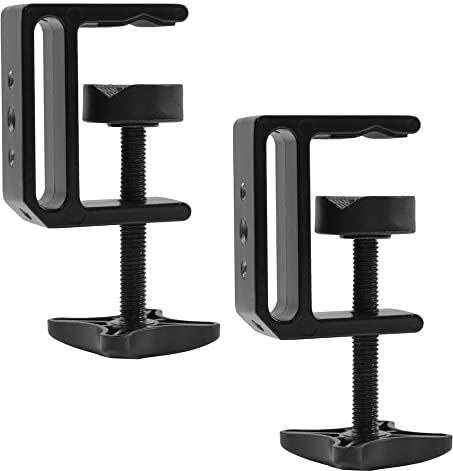 VIVO Aluminum C-Clamp with 1/4 inch-20 and 3/8 inch-16 Female Socket, 5 Mounting Threads, up to 1.8 inch Desktops, 2 Pack, Black, MOUNT-CP02