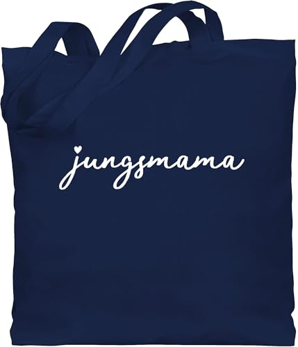 Baumwolltasche - Mama - Taschen - Jungsmama Herz weiß - Unisize - Navy Blau - tasche zum muttertag mutter baumwolle muttertagsgeschenk von kindern mom stoffbeutel geschenke für werdende mütter