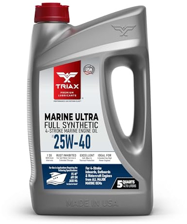 TRIAX Marine Ultra 25W-40 Huile moteur marine entièrement synthétique pour moteurs 4 temps/huile moteur pour bateaux