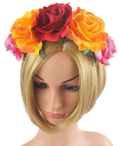 Corona con fiori di rosa, ghirlanda per capelli con fiori di rosa, ghirlanda floreale, corona di fiori messicani, accessorio per foto di Halo ideale feste bohémien, viaggi fotografia