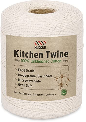XKDOUS 1035ft Butchers Cooking Twine, 100% 2mm Cotton Kitchen Twine String | Cotton Twine for Roasting, Trussing Poultry, Baking & Crafting