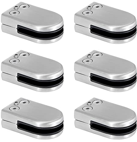 Glasklemmen 10-12mm Edelstahl Glas Klemme Verstellbare Glashalterung Glasregal-Halterungen Flache Rückseite für Balustrade, Treppengeländer, Handläufe 6 Stück