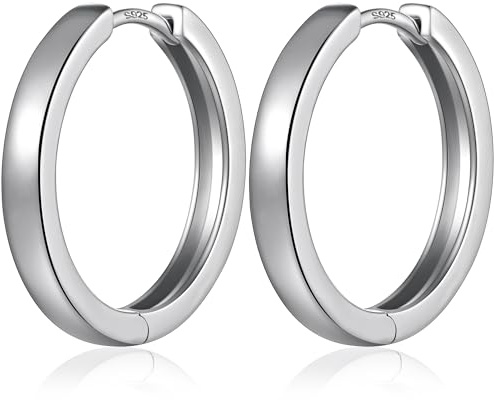 jiamiaoi Weißgold plattiert Creolen Silber Groß 925 Sterling Silver Creolen Damen Ohrringe Creole Nickelfrei Größe 30mm/40mm/50mm