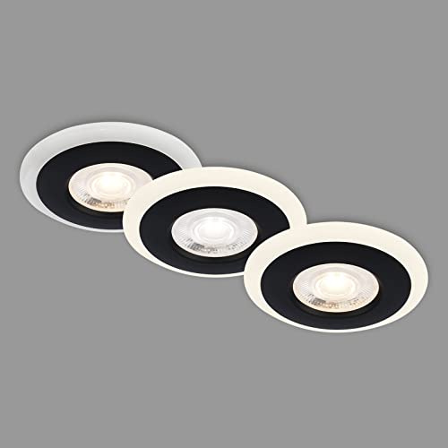 Briloner Leuchten - 3er Set Einbauleuchten Decke LED, LED Lichtring, Einbaulampen flach, Einbaustrahler Bad, Badeinbaustrahler IP44, Schwarz, 84x34 mm (DxH)