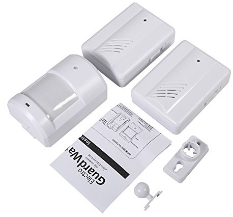 Détecteur de mouvement avec alarme sans fil, détecteur de mouvement infrarouge avec alarme à induction, kit de sonnette d'extérieur, (2 récepteurs + 1 émetteur)