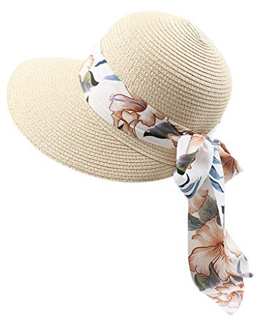 POIUIYQA Traveller Strohhut Damen Sonnenhut Frauen Hut Sommer Sommertraveller Strohhut mit Futterband