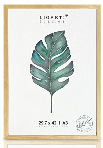 Ligarti® Bilderrahmen natur (Made in EU) I Rahmen aus Echtholz A3 29,7x21 I Holzbilderrahmen, Holzrahmen I (A3, natur)