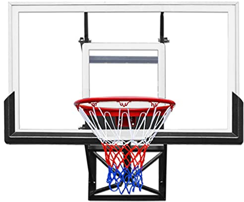 VEGALA Wandmontierter Basketballkorb für Erwachsene mit 53,5x31,9 Zoll transparentem PC-Backboard, Pro-Style Breakaway Rim, haltbarem Bügel und Allwetter-Netz