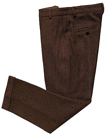 Solovedress Vintage tweedklänning herr, normal passform, affärsbyxor, kastanj, 30W x 32L
