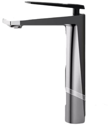 Wasserhahn Bad-Mischbatterie Warmer Und Kalter Waschbecken-Wasserhahn Badezimmer-Waschbecken Pistolengrau Arbeitsplatte Und Oberer Waschbecken-Wasserhahn Silber + Schwarz Hoch