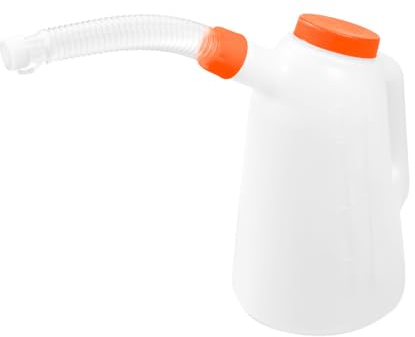 NEO TOOLS Füllkanne mit flexiblem Ausgussstutzen und Deckel | 1-5 l | Messbecher/Einfüll-Kanne für Öl etc., Weiß| Ölkanne Skala Ölwechsel, bruchsicher, Auto, Werkstatt, PE (3L)