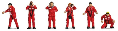NOCH® Juego de Figuras de Rescate marítimo, binoculares y Radio de plástico para el Ancho de vía H0, Pintado a Mano