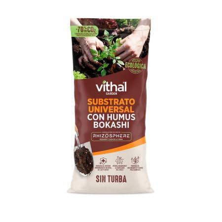 Sustrato Universal con Humus bokashi sin turba 20L - Vithal Garden. para Todo Tipo de Plantas Interior y Exterior. Apto en Agricultura ecológica