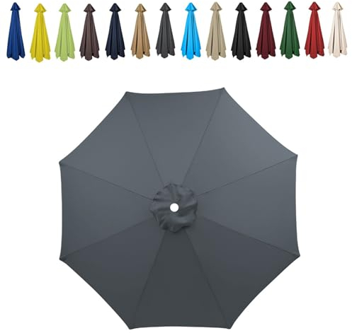 HonunGron Sonnenschirm Ersatzbezug 2m/2.7m/3m 8 Streben/6 Streben,UV-Schutz Patio Umbrella Cloth Cover Für Outdoor Terrassenschirm Strandschirm Sonnenschirm (3m/6 Ribs,Grau)