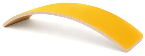 HIUOUIH Balance Board Bambini Balance Board Oscillante in Legno Tavola di Equilibrio per Allenamento Motorie con Retro in Feltro, Con Capacità di Carico Fino a 200 kg, Giallo