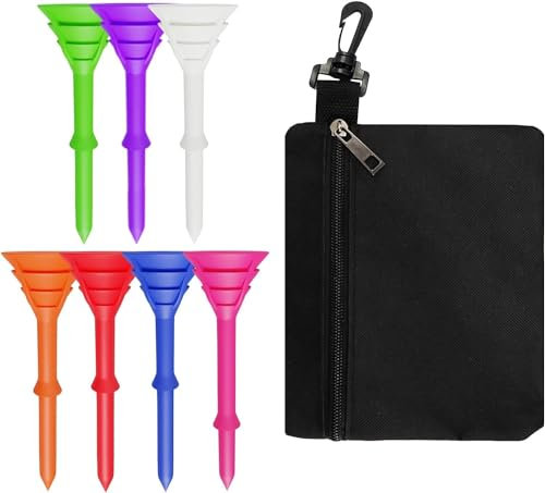 60-Pack Golf Tees Kunststoff 3/4 Zoll Bulk Big Cup Unbreakable Mixed Farbe mit Geschenk Beutel Tasche, reduzieren Reibungsseite Spin Durable Stabile 83mm langes Tee (Mixed Color mit Taschen)