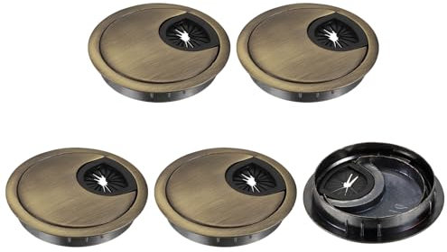 sourcing map 5Pcs Cable Hole Cover 2-3/8 Inch Zinc Alloy Desk Cable Wire Cord Grommet Hole Cover for Office Computer Desk Wire Organizer, Bronze