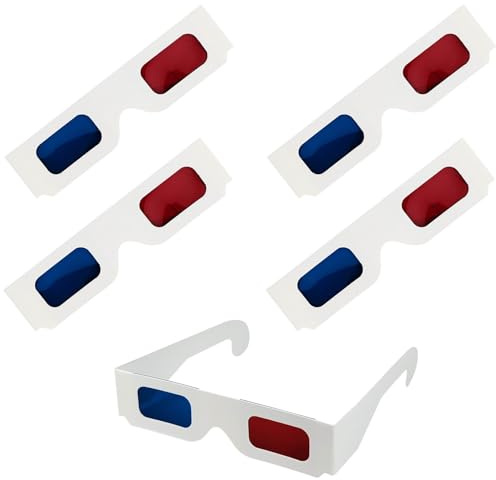 CHTUGEM 15 bicchieri di carta 3D, occhiali anaglifi rossi e blu con cornice bianca per film, TV e film