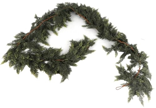 Ghzste 6Ft Zedern-Weihnachtsgirlande, Weihnachts-Norfolk-Kieferngirlande, Künstliche Kieferngrün-Girlande, Weihnachts-Zederngirlande für Kamintreppen, Haustür und Gärten (2,7 m/9 Fuß)
