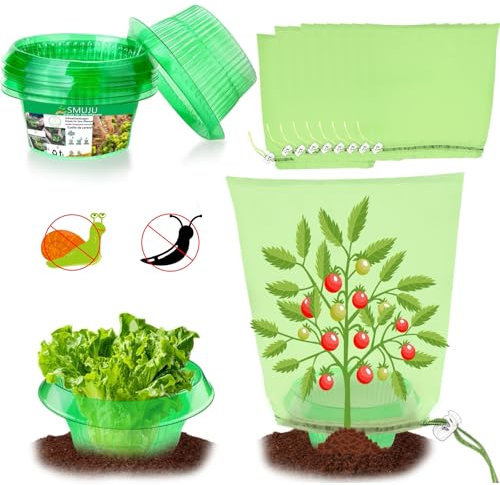 【12 Pièces+12 Pièces Filet】Protection Anti-escargots, Protections Anti-limaces, Protection Contre les Escargots, pour vos Plants de Salades et Choux - Protège Les Plantes Contre Les Animaux