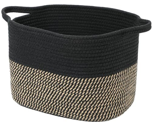 HDRNT Aufbewahrungskorb ideal für Badezimmer Wohnzimmer Kinderzimmer Aufbewahrungskorb in mit den Maßen 33x25x23 cm,Schwarzbraun und Weißbraun. (Schwarz und Braun gemischt)