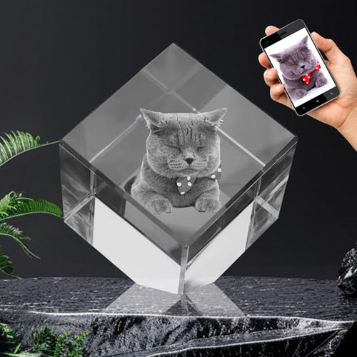 DUOYUN Cristal con Foto Personalizado - Opcional Grabado en 2D/3D, Regalos de Cristal Personalizados con su Propia Foto, Regalos para San Valentín, Aniversario, Cumpleaños Boda para El/Ella - Cubo