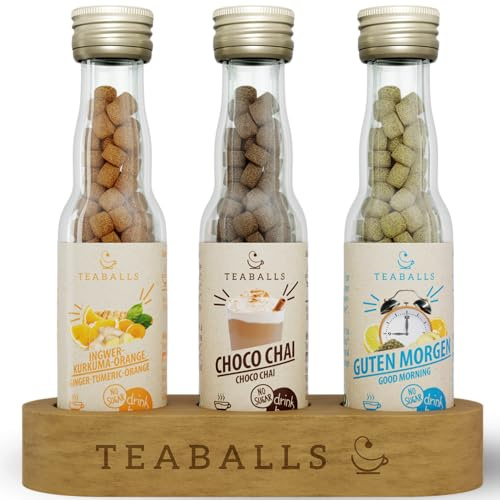 TEABALLS 3er Set Fit - IKO, Choco Chai, Guten Morgen - BIO Kräutertee | BIO FIT SET: Ingwer-Kurkuma-Orange, Choco Chai & Guten Morgen TEABALLS BIO - ein organisches Wellness-Trio.