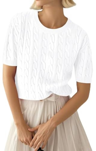 LACOZY Womens Summer Short Sleeve Tops V Neck Ribbed Knit Polo Sweater Shirts Casual Lightweight Pullover Shirt 2026