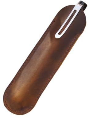 YISENJEE Pen Schutzhülle Federmäppchen Aus Rindslederimitat, Handgefertigt, Schutzhülle Für Einzelne Stifte, 155 mm X 35 mm, Braun