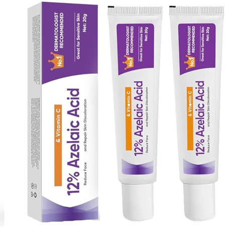 2 Stück 12% Azelaic Acid Serum, Azelainsäure Gesichtsserum, Gegen Rötungen, Anti Pickel, Rosacea Gesichtspflege, Pigmentierung Vermindern, Dunklen Flecken