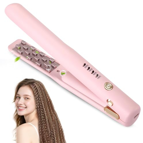 Cordless Hair Crimper for Women Girls, Rechargeable Portable Hair Crimping Iron for Fluffy Corn & Root Volumizing, Ceramic Plate, 20 Million Negative Ion, 4 Gear Temp, Fast Heating
