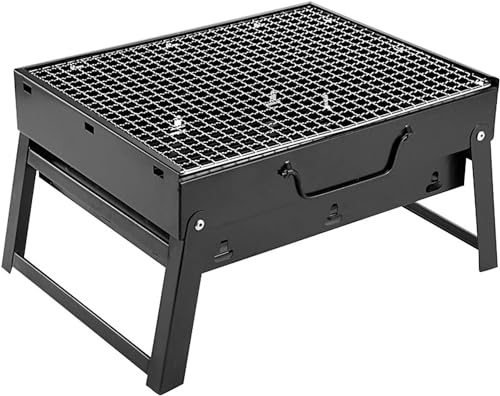 Tragbarer Mini-Holzkohlegrill – Edelstahl-Outdoor-Grill, faltbarer Campinggrill mit Grillwerkzeugen für Zuhause & Reisen, perfekt für Heckklappe & Picknicks
