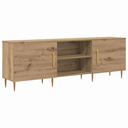 vidaXL TV Cabinet Artisan oak 150 x 30 x 50 cm Engineered wood, Living Room, Modern Lowboard, Rectangular Media Storage Cabinet, Free-Standing Unit, Engineered Wood, Space Saving, Simple Design