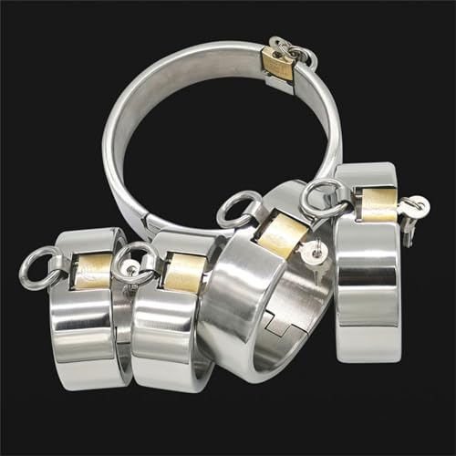 Soarvlorfy 3cm Hoch Edelstahl Sex Halsband, Handschellen oder Fußfesseln, Abschließbar Restraint System Sklaven Sextoy, Erwachsene Fetisch BDSM Bondage Spiele für Paare,Männer,Oval Hand