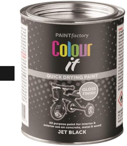 caprican Colour It Gloss Paint Tin 300ml – Quick-Drying, Hard-Wearing Brush-On Paint for Radiators, Metal & Indoor Outdoor Surfaces – Durable Heat Resistant Finish – Easy Application (Jet Black 3065)