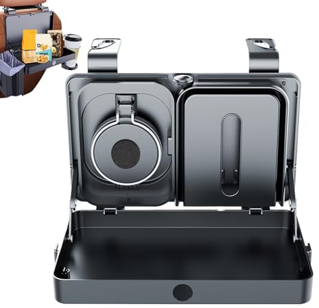 Vitsrisea Organizador Asiento Trasero ABS Bandeja De Alimentos - Mesa De Bocadillos Para El Reposacabezas De Automóvil Con Portavasos, Almacenamiento Multifuncional Escritorio Vehículo | Bandeja