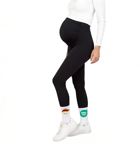 Everwoman Schwangerschaftsleggings | Blickdichte Umstandsleggings (High Waist) stützt den Babybauch - elastisch bequem & weich | Umstandsmode für Jede Phase