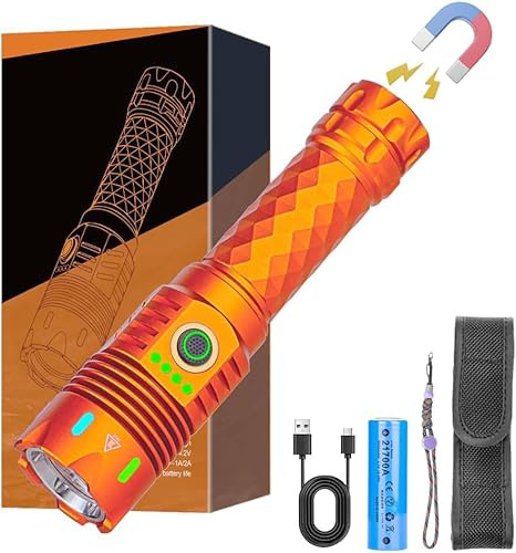 KZK Taschenlampe Extrem Hell 1000000 Lumen, starke Taschenlampe LED USB Aufladbar Taktische flashlight Mit holster IP67 Wasserdicht 6 Modi für Camping, Outdoor, home, Notfälle