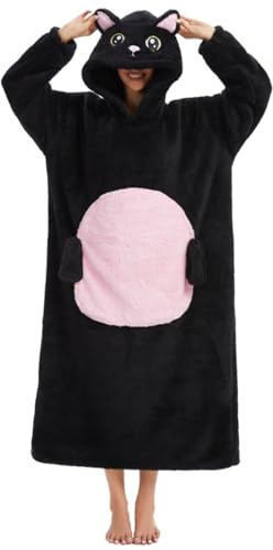 Xinlong Hoodie Decke zum Anziehen Oversize Damen mit Ärmeln und Kapuze Panda Deckenpullover Unisex Tragbare Decken Tiere Ärmeldecke