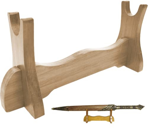 Fituenly Soporte para Varitas, Soporte De Madera De Dos Niveles Estilo Samurái, Soporte para Espadas, Soporte para Dagas, Estante Bajo para Oficina En Casa