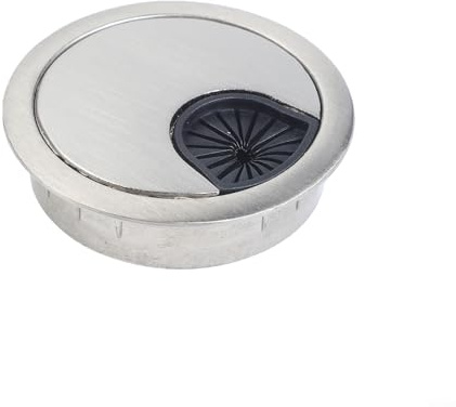 Paquete de 2 fundas de agujero de cable de escritorio de aleación de zinc de 50 mm, ojales redondos para gestión de cables y organización de escritorio en oficina en casa (cepillado de 50 mm)