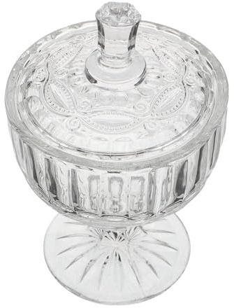 JECOMPRIS Azucarero de vidrio con tapa - Botes de boticario de cocina - Recipiente para dulces con tapa - Tarro decorativo para galletas, dulces y organización de la despensa