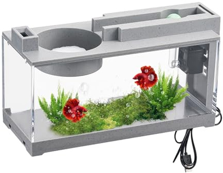 Mini-Aquarium, Tisch-Aquarium, Glasaquarium, Dekoratives, Ruhiges, Kleines Aquarium Im Retro-Stil Mit Luftpumpe Für Betta-Fischxe, Goldfische, Schildkröten, Reptilien, Mooskrabben,